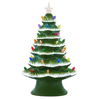 H for Happy&trade; 14.75-Inch Vintage LED Christmas Tree Figurine in Green. View a larger version of this product image.