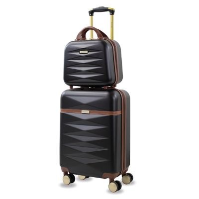Puiche Jewel 2-Piece Vanity Case and Carry On Luggage Set in Black