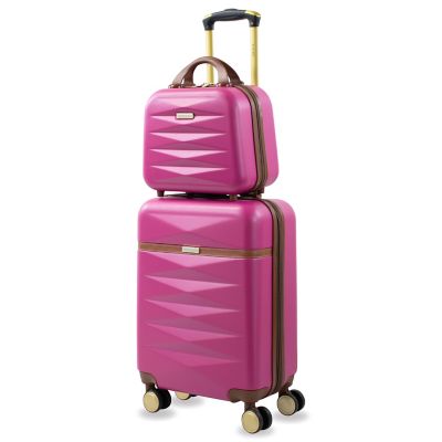 Puiche Jewel 2-Piece Vanity Case and Carry On Luggage Set in Magenta