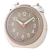 Seiko&reg; Round Dual-Bell Alarm Clock in Cream/Brown