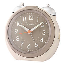 Seiko® Round Dual-Bell Alarm Clock in Cream/Brown