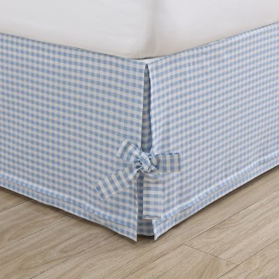 Laura Ashley&reg; Hedy Tailored Bedskirt with Corner Ties in Blue