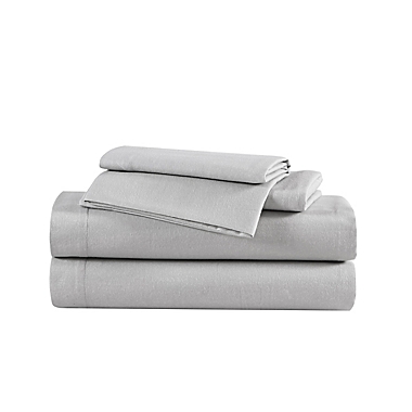 Eddie Bauer&reg; Solid Cotton Flannel Queen Sheet Set in Light Grey. View a larger version of this product image.