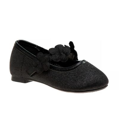 Laura Ashley&reg; Size 4 MJ Ballerina Dress Shoe in Black Glitter