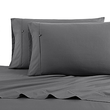 Nautica&reg; Solid Queen Sheet Set in Grey. View a larger version of this product image.