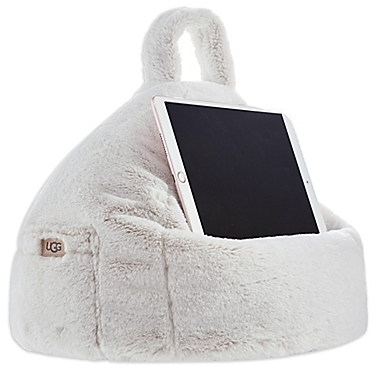 UGG&reg; Dawson Tipped Faux Fur Tablet Pouf in Oatmeal. View a larger version of this product image.