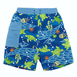 i play.® by green sprouts® Turtle Pocket Trunks with Swim Diaper in Royal Blue