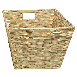 Squared Away™ Large Faux Rattan Storage Basket in Natural