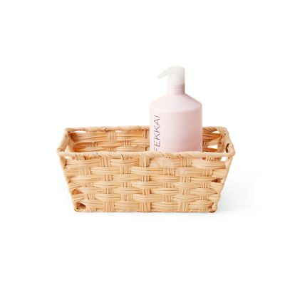 Squared Away&trade; Small Faux Rattan Storage Basket in Natural
