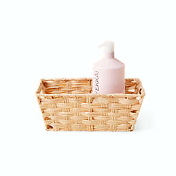 Squared Away™ Small Faux Rattan Storage Basket in Natural