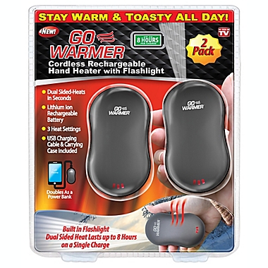 Go Warmer Cordless Rechargeable Hand Heater with Flashlight (2-Pack). View a larger version of this product image.