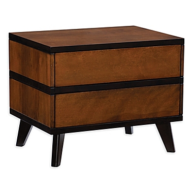Mid-Century 2-Drawer Nightstand in Brown. View a larger version of this product image.
