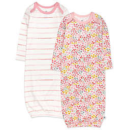 The Honest Company® Size 0-6M 2-Pack Cotton Sleeper Gowns in Meadow Floral/Pink Blush