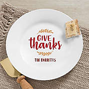 &quot;Give Thanks&quot; Personalized Thanksgiving Appetizer Plate in White