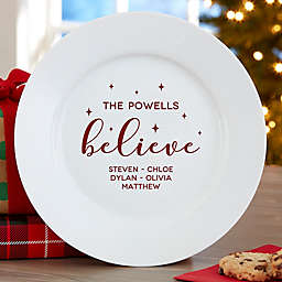 We "Believe" Personalized Christmas Appetizer Plate in White