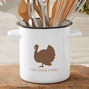 Gather & Gobble Personalized Utensil Holder Enamel Jar. View a larger version of this product image.