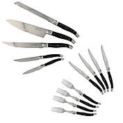Laguiole&reg; by French Home 14-Piece Kitchen Knife, Steak Knife and Fork Set in Black