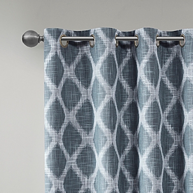 SunSmart Blakesly 95-Inch Printed Ikat Blackout Window Curtain Panel in Navy. View a larger version of this product image.