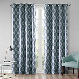 SunSmart Blakesly 95-Inch Printed Ikat Blackout Window Curtain Panel in Navy