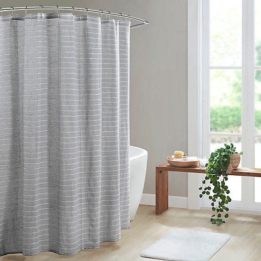 Clean Spaces Alder Texture Striped, Grey Textured Shower Curtain