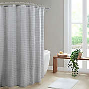 Clean Spaces Alder Texture Striped Woven Shower Curtain in Grey