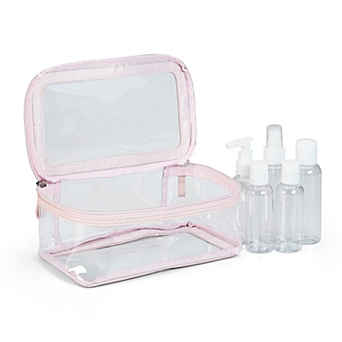 Allegro Basics Basic Travel Organizer with Bottle in Clear/Pink. View a larger version of this product image.