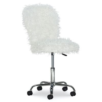 Faux Flokati Armless Office Chair in White