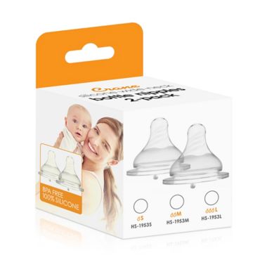 Crane 2-Pack Wide-Neck Stage 3 Fast Flow Baby Bottle Nipples. View a larger version of this product image.