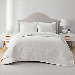 VCNY Home Ring Textured Cotton 3-Piece Full/Queen Quilt Set in White
