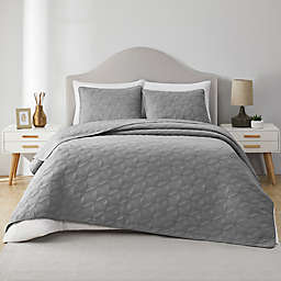 VCNY Home Ring Textured Cotton 3-Piece King Quilt Set in Grey