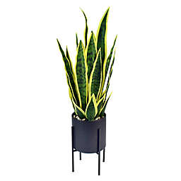 Studio 3B™ 25-Inch Artificial Sansevieria Plant in Black Planter with Stand