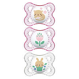 MAM Clear 0-6M 3-Pack Pacifiers in Pink