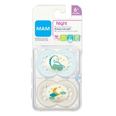 MAM Night 2-Pack Age 6+ Months Glow-in-the-Dark Pacifiers. View a larger version of this product image.