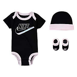 Nike® 3-Piece Hat, Bootie and Bodysuit Set in Black/Pink