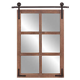 36-Inch x 30-Inch Sliding Barn Door/Window Wall Mirror in Wood/Black