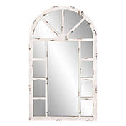 40-Inch x 24-Inch Arched Windowpane Wall Mirror in Distressed White