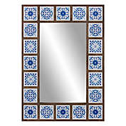 Patton Wall D&eacute;cor 28-Inch x 38-Inch Rectangular Decorative Tile Wall Mirror in Blue