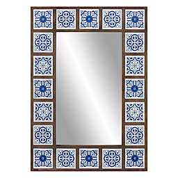 Patton Wall Décor 28-Inch x 38-Inch Rectangular Decorative Tile Wall Mirror in Blue