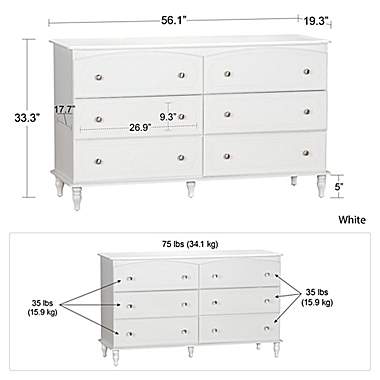 Little Seeds Rowan Valley Laren 6-Drawer Dresser in White. View a larger version of this product image.