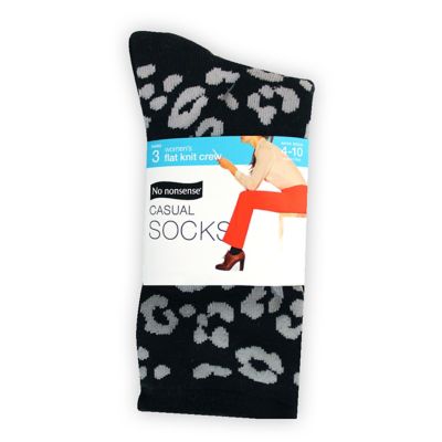 No Nonsense&reg; 3-Pack Leopard Flat Knit Crew Socks