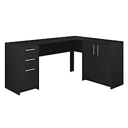 Techni Mobili Corner L-Shape Desk with Storage in Black
