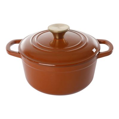Our Table&trade; 2 qt. Enameled Cast Iron Dutch Oven with Gold Lid Knob in Cedarwood