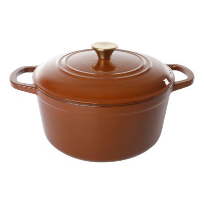 Our Table&trade; 6 qt. Enameled Cast Iron Dutch Oven with Gold Lid Knob in Cedarwood