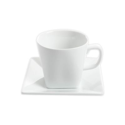 Our Table&trade; Simply White Rim Square 2-Piece Cup and Saucer Set