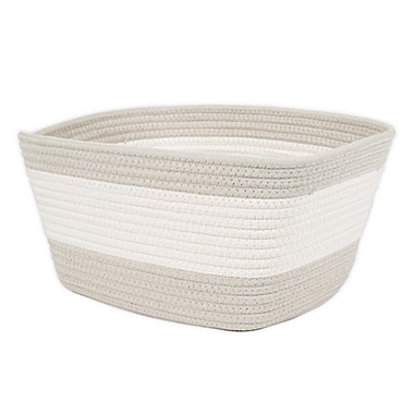 Squared Away&trade; Colorblock Small Coiled Rope Basket in Peyote Grey. View a larger version of this product image.