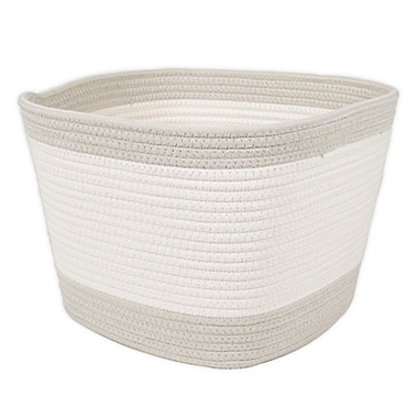 Squared Away&trade; Colorblock Medium Coiled Rope Basket in Peyote Grey. View a larger version of this product image.