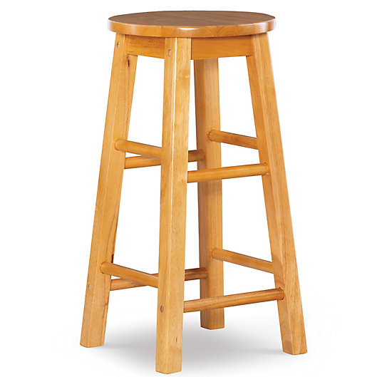 Classic Wood Stools With Round Seat In, Basic Wooden Bar Stools