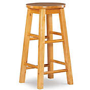 Classic 24-Inch Wood Counter Stool with Round Seat in Natural Finish