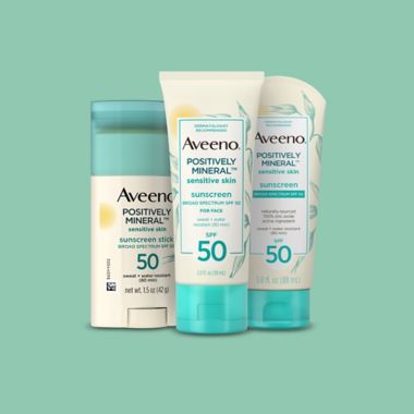 Aveeno&reg; Positively Mineral&trade; 1.5 oz. Sensitive Skin Sunscreen Stick SPF 50. View a larger version of this product image.