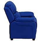 Alternate image 6 for Flash Furniture Vinyl Kids Recliner with Storage Arms in Blue